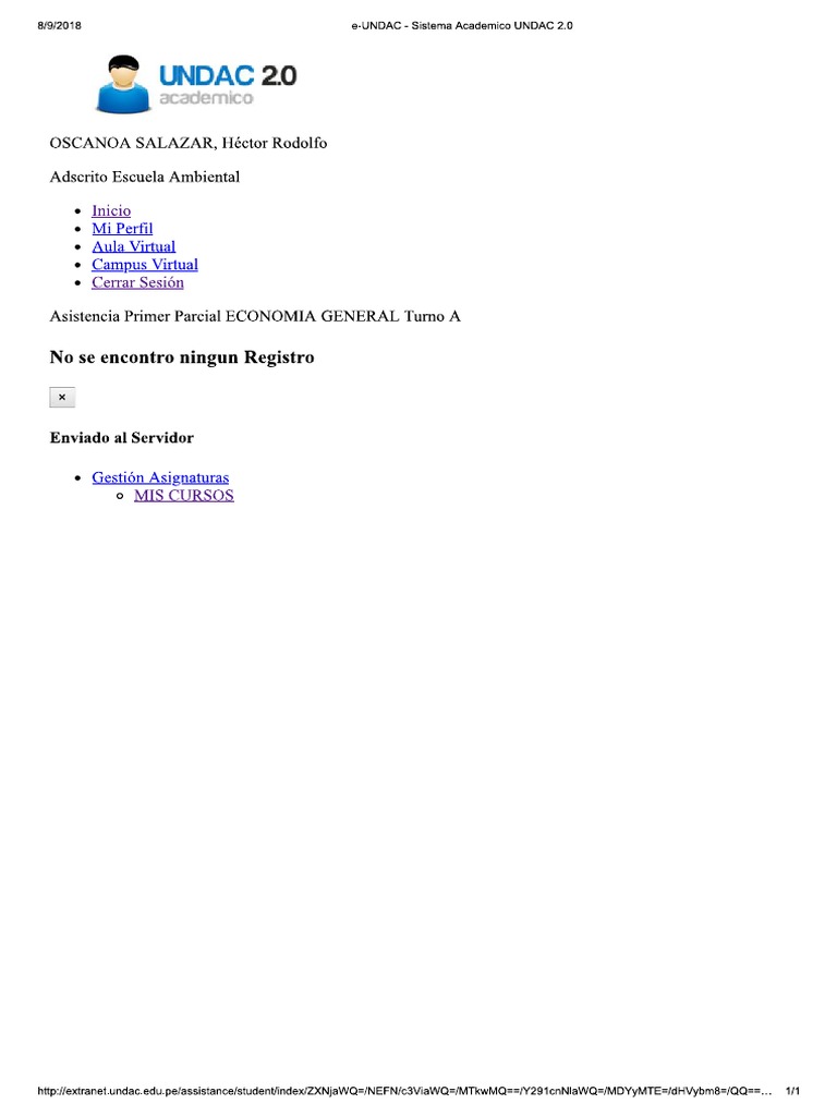 E-UNDAC - Sistema Academico UNDAC 2.0 | PDF