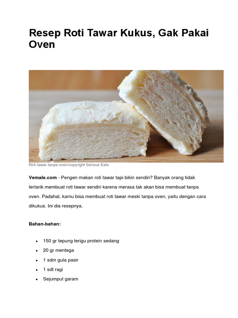 Resep Roti Tawar Kukus