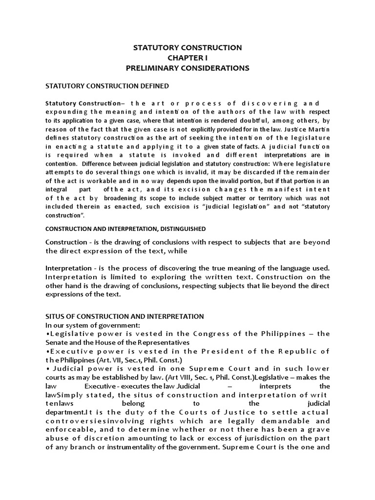 Understanding Statutory Construction | PDF | Bill (Law) | Statutory ...