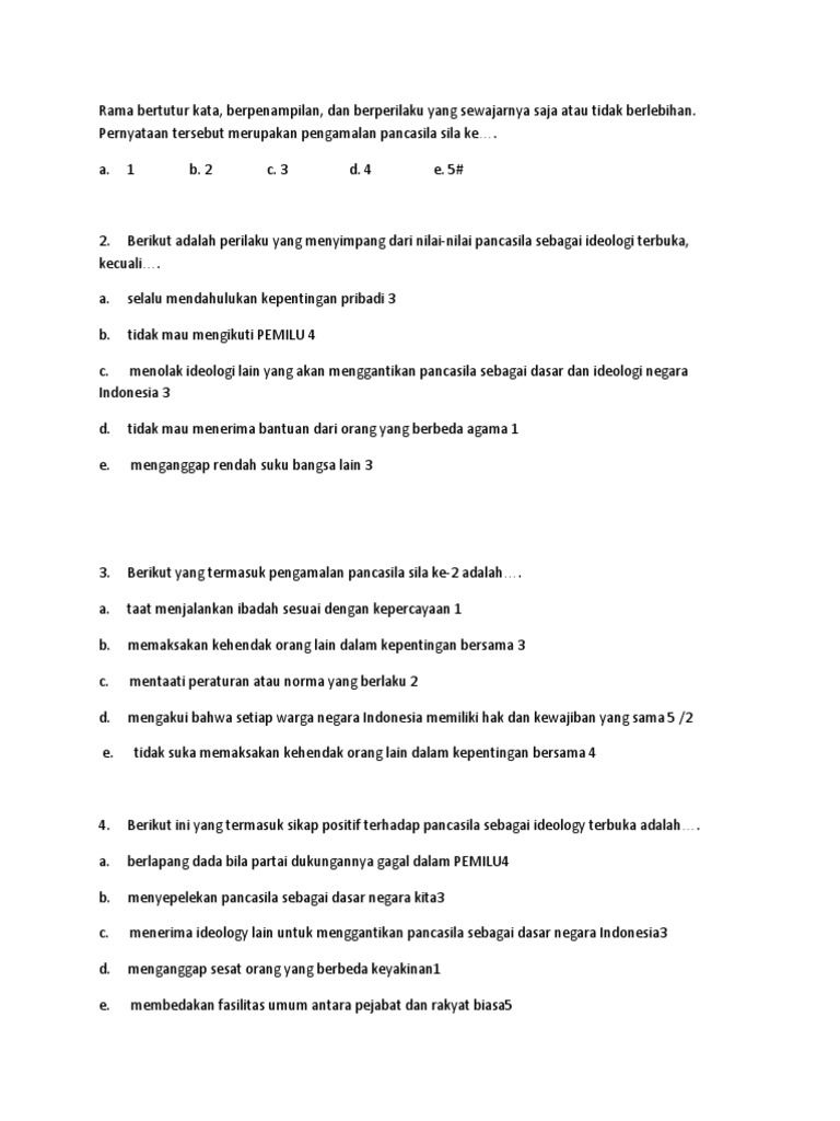 Contoh Soal Pengamalan Pancasila Pdf