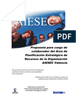 Propuesta para Cargo de Colaborador Del Área de Planificación Estrategica de Recursos de La Organización Aiesec Valencia