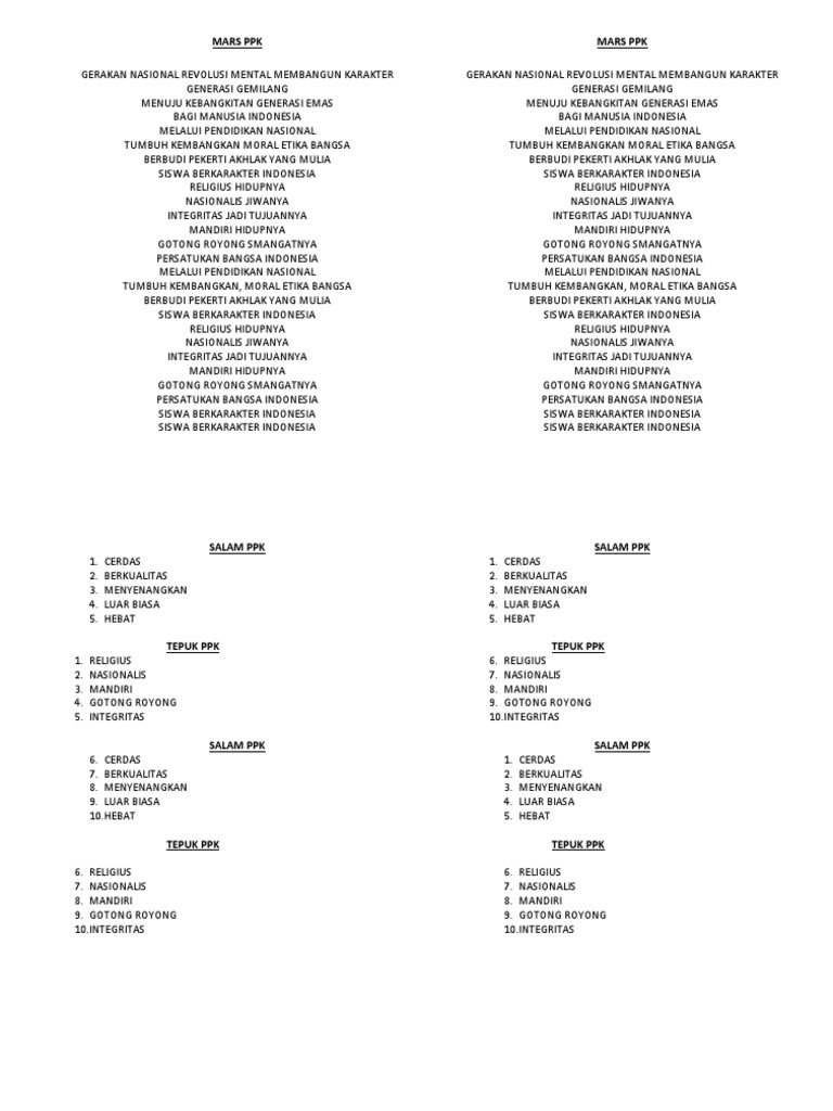 Teks Tepuk Ppk Dan Salam Ppk Berbagai Teks Penting