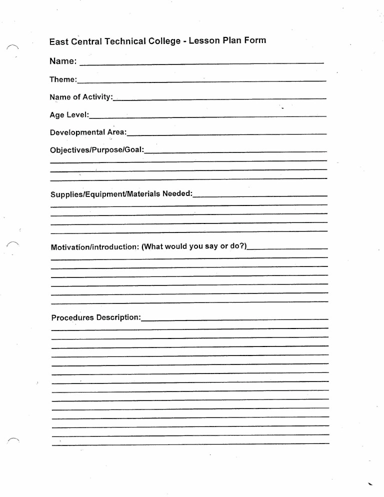 East Central Tech College Lesson Plan Template | PDF | Education Theory ...