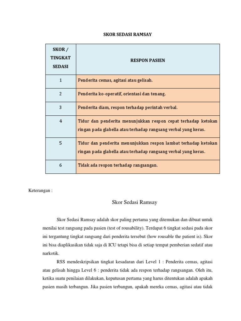 Skor Sedasi Ramsay | PDF