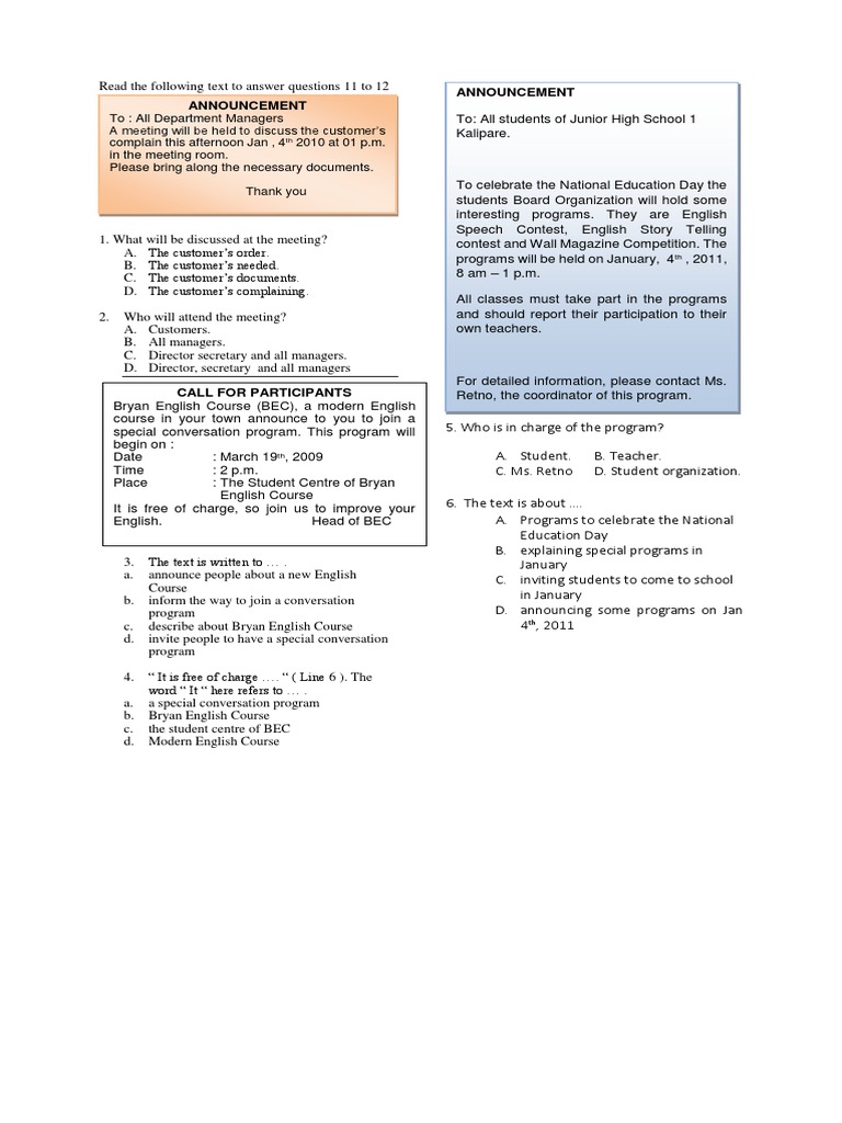 Announcement of Upcoming Programs | PDF | Foreign Language Studies