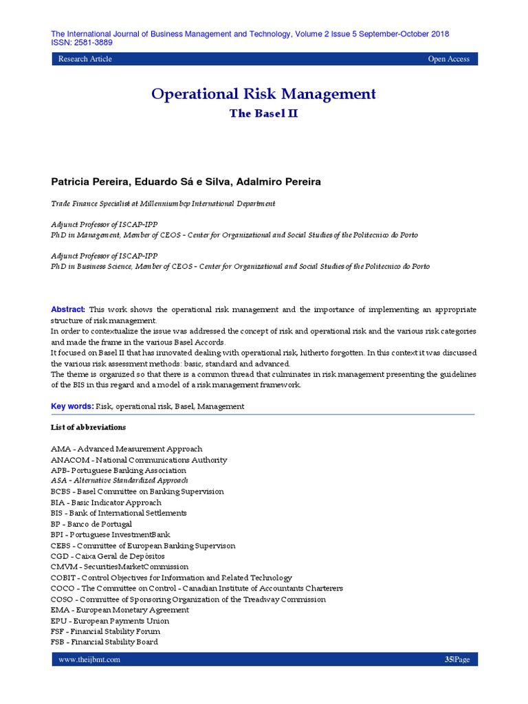 Operational Risk Management | PDF | Basel Ii | Operational Risk