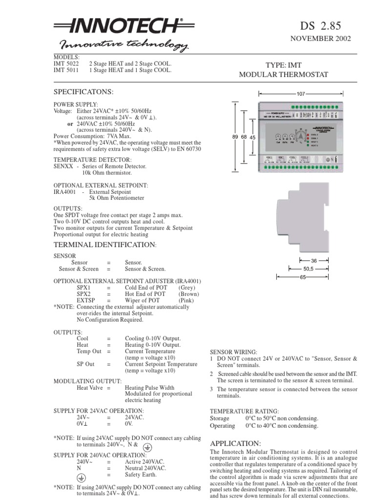 Innotech Imt5 Ds PDF Thermostat Relay