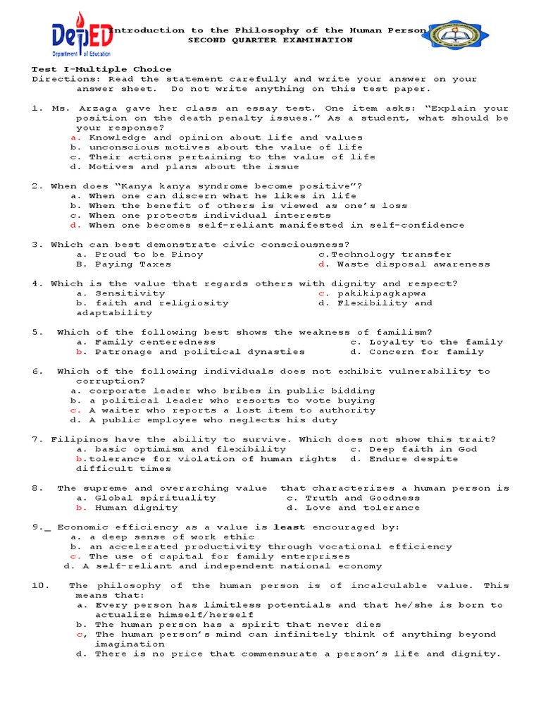 Grade 12 Philosophy 2nd Quarter Exam | PDF | Martin Heidegger | Society