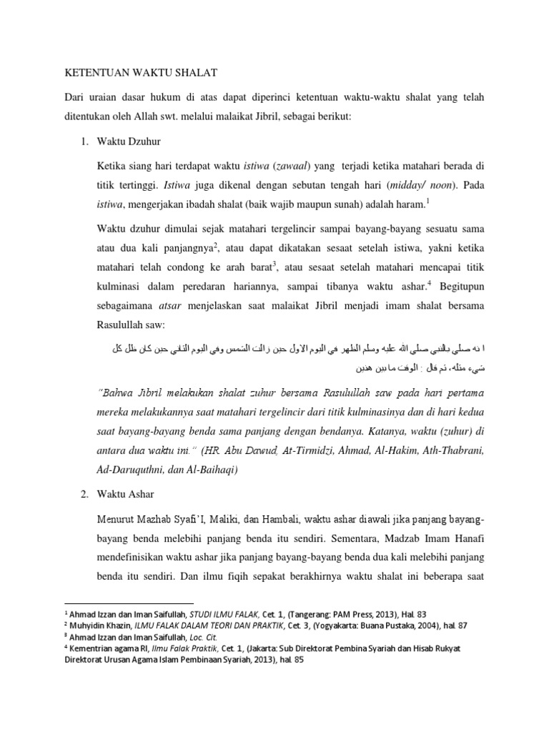 Ketentuan Waktu Shalat