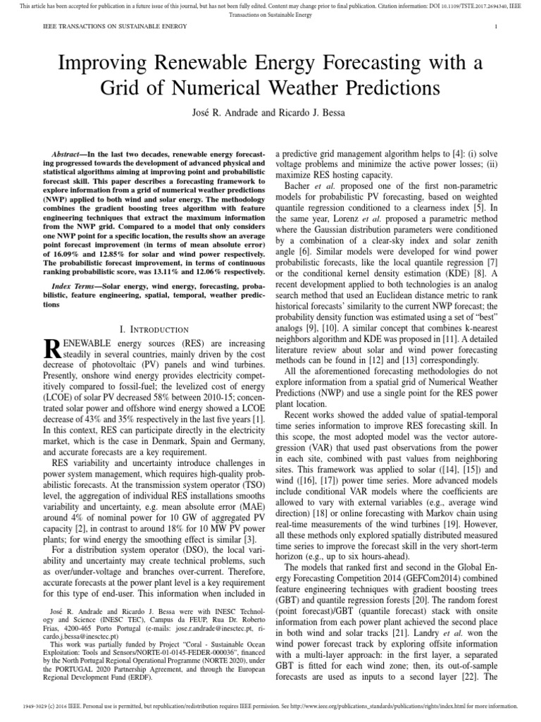 Improving Renewable Energy Forecasting With A Grid of Numerical Weather ...