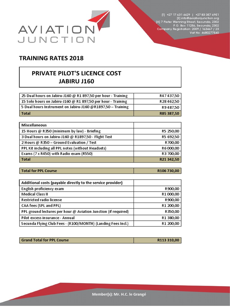 Pilot Training Cost Breakdown 2018 | PDF | Flight Instructor | Aviation
