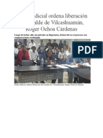 Poder Judicial Ordena Liberación Del Alcalde de Vilcashuamán