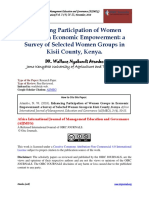 Enhancing Participation of Women Groups in Economic Empowerment; A Survey of Selected Women Groups in Kisii County, Kenya