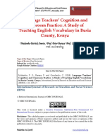 Language Teachers’ Cognition and Classroom Practice a Study of Teaching English Vocabulary in Busia County, Kenya