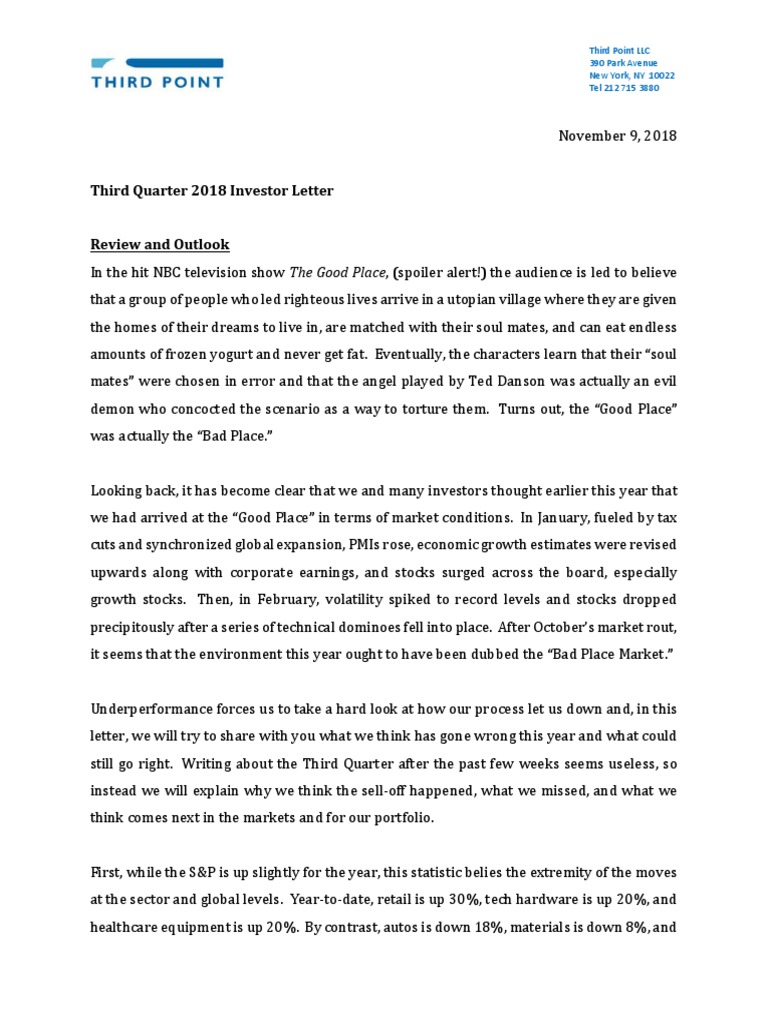 Third Point Q3 Letter American Express Investor