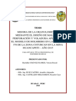 Mejora de la granulometría mediante diseño de malla de perforación y voladura aplicando el modelo de Holmberg en mina Huancapeti