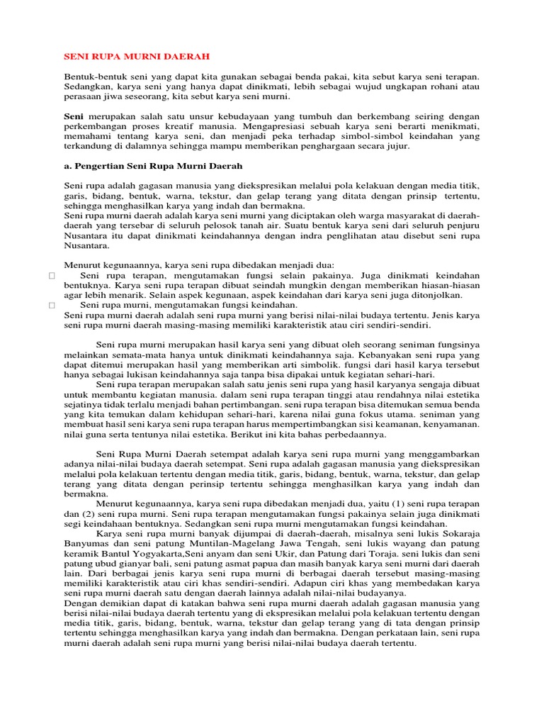 Seni Rupa Murni Daerah