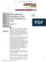 Sea Optimista y Entusiasta y Verá Como Triunfa en La Vida