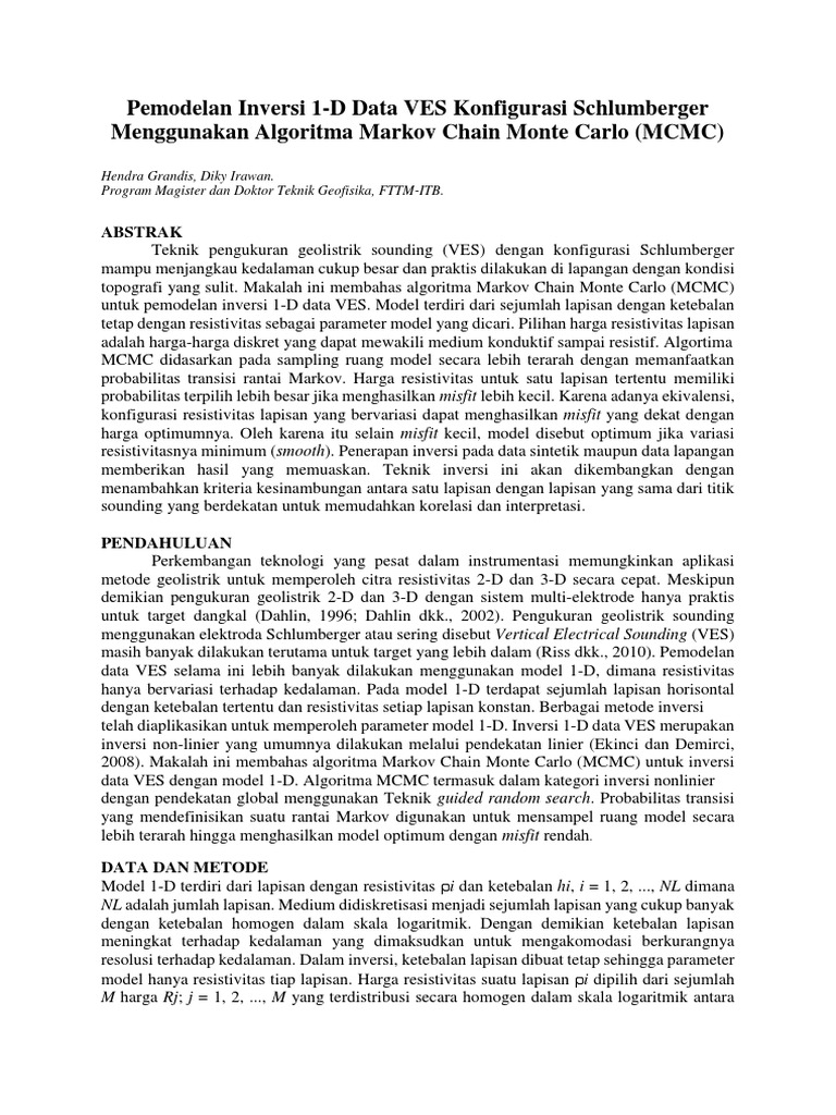 Inversi 1-D VES dengan MCMC | PDF