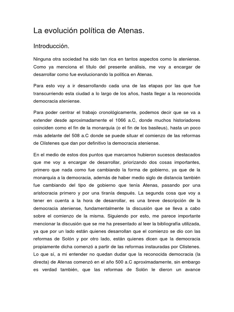 Evolución política de Atenas y Clístenes | PDF | Democracia ...