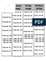 AM Advisory Schedule PEP Rally Schedule Regular Bell Schedule AM Advisory/ PEP Rally