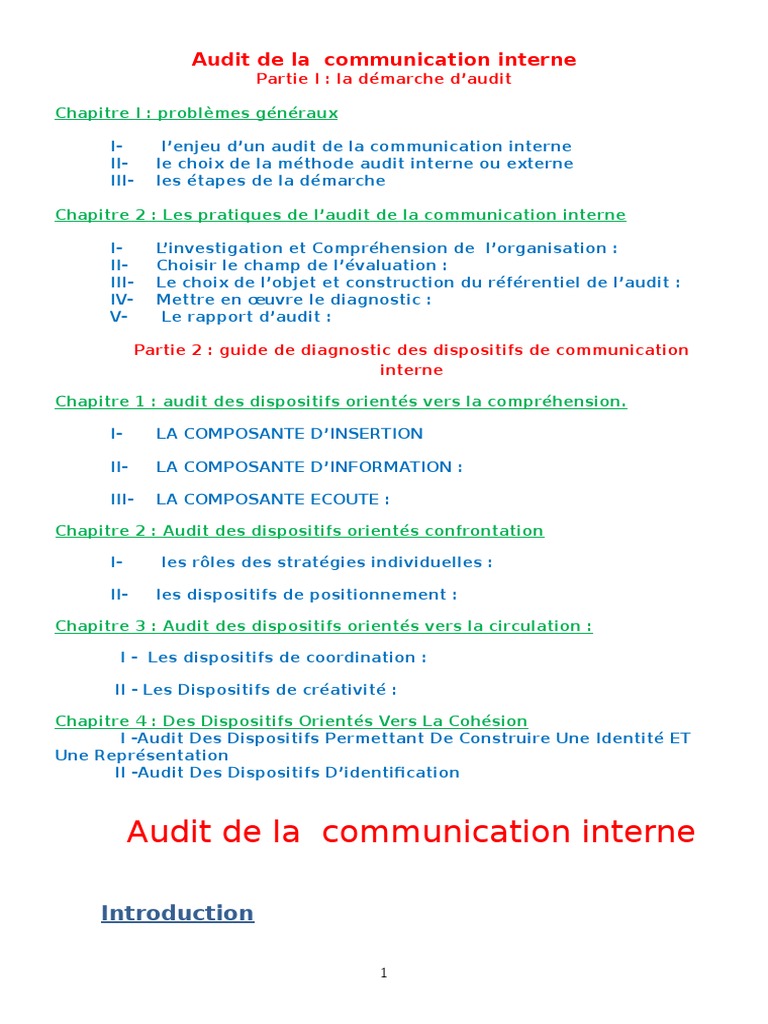 Audit Communication Interne PDF | PDF | Audit | la communication