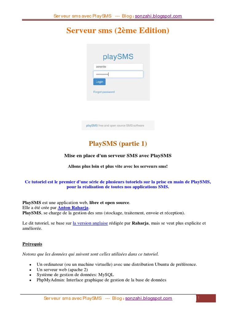 Installer PlaySMS sur serveur SMS | PDF | PHP | Internet