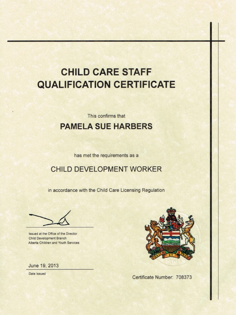 childcare certificate
