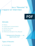 How To Write A "Resume" & Prepare For Interview