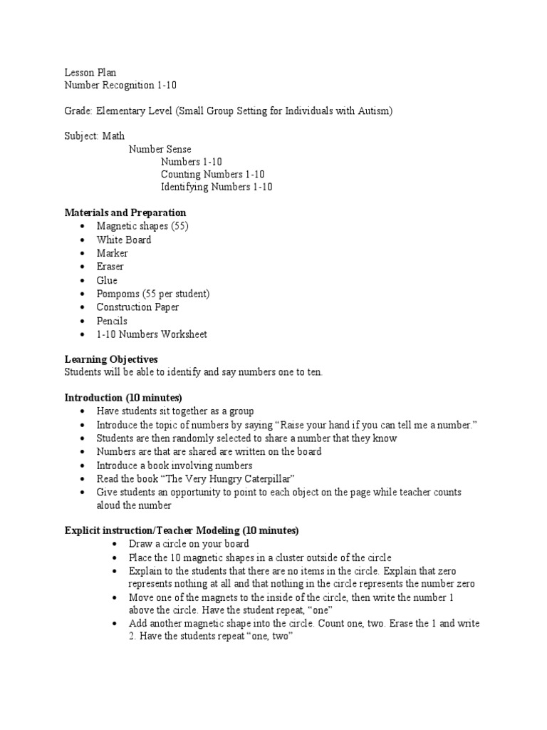 lesson-plan-number-recognition-1-10-pdf-lesson-plan-education-theory