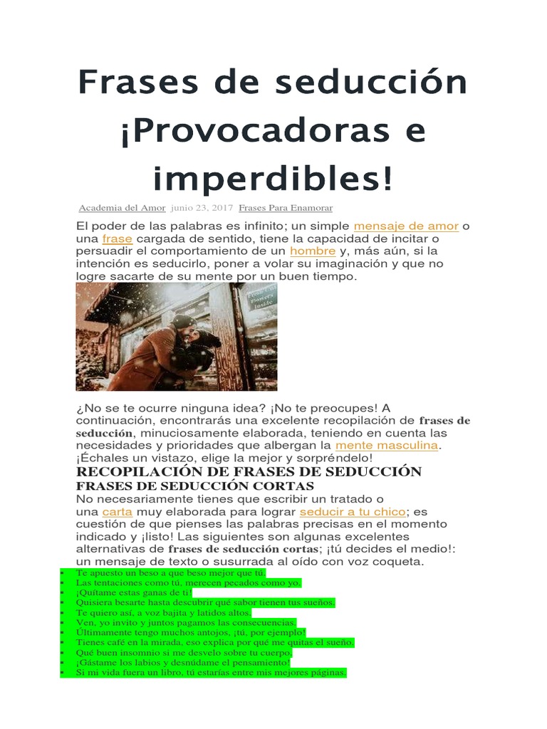 Frases Seductoras para Enamorar a Hombres | PDF | Seducción | Amor