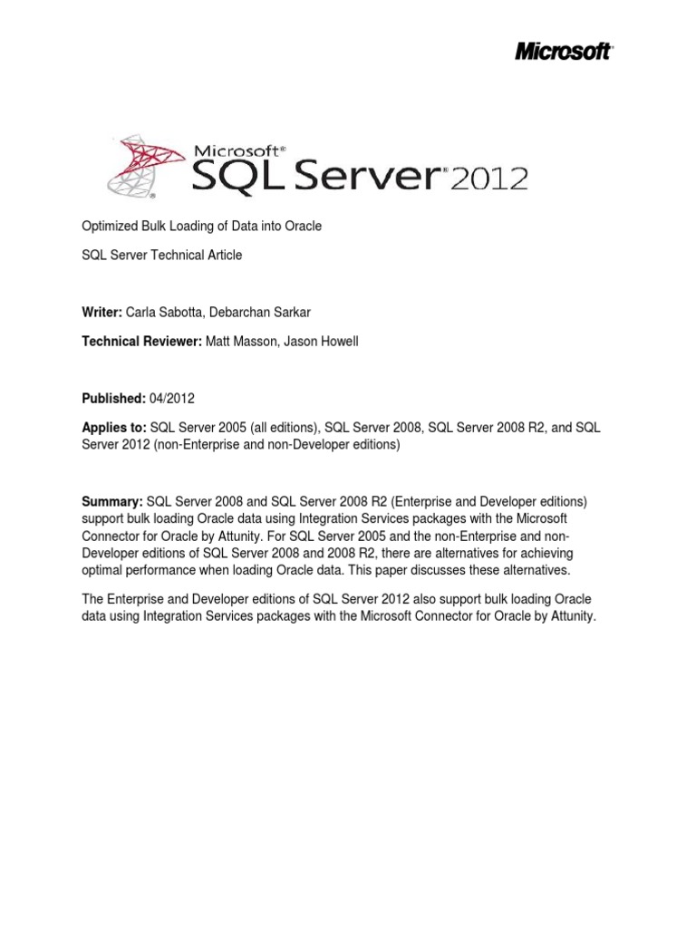 Bulk Insert To Oracle Final PDF Oracle Database Microsoft Sql