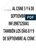 Viajes Al Cisne 5 y 6 de Septiembre Inf