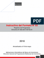 Instructivo para El Registro Del Formato 3 - Registro Del Programa de Inversión