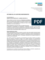 Dictamen auditores independientes Manufactura Metales Aluminio