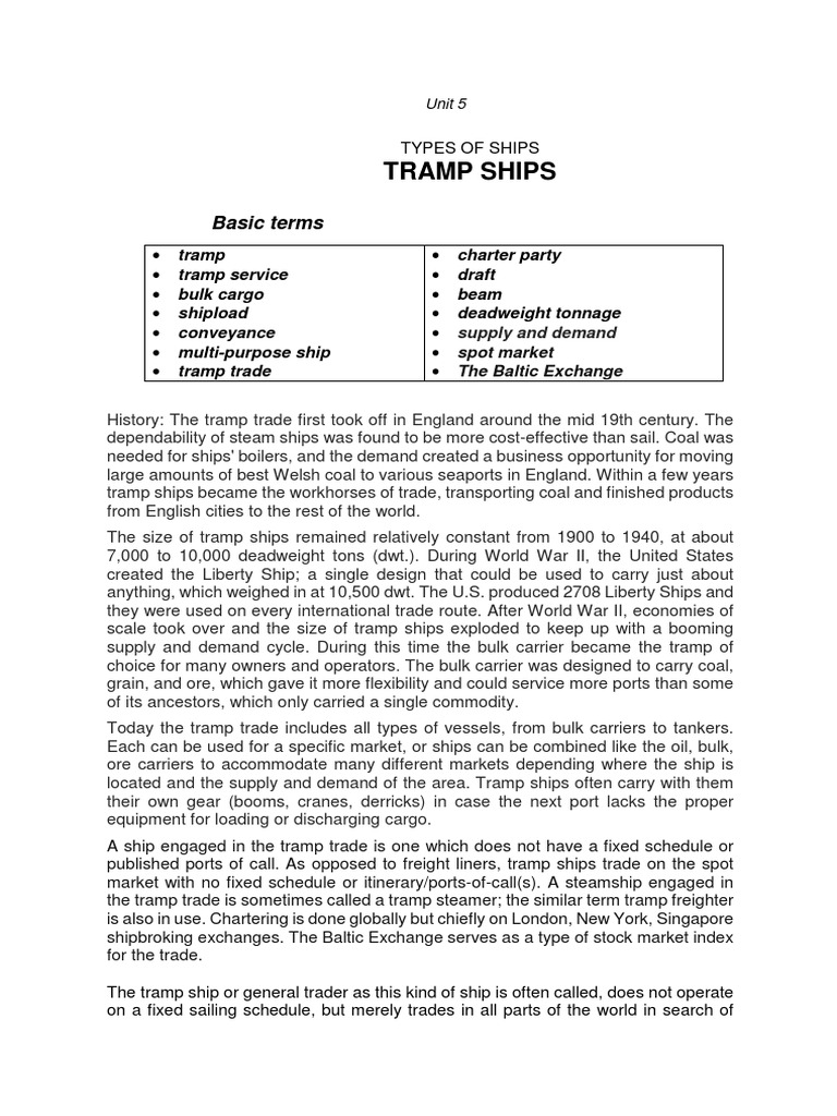 Understanding Tramp Ships and Trade | PDF | Ships | Watercraft