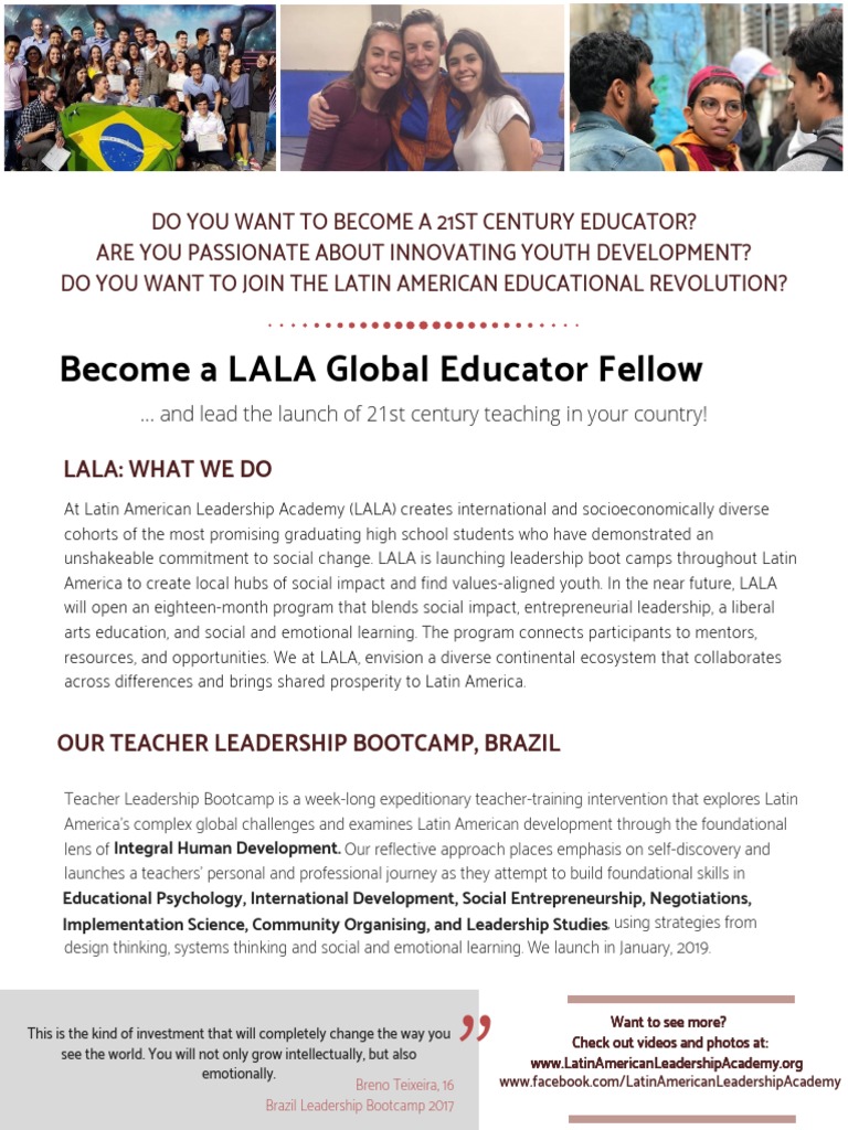 Become A LALA Global Educator Fellow | PDF | Leadership | Entrepreneurship