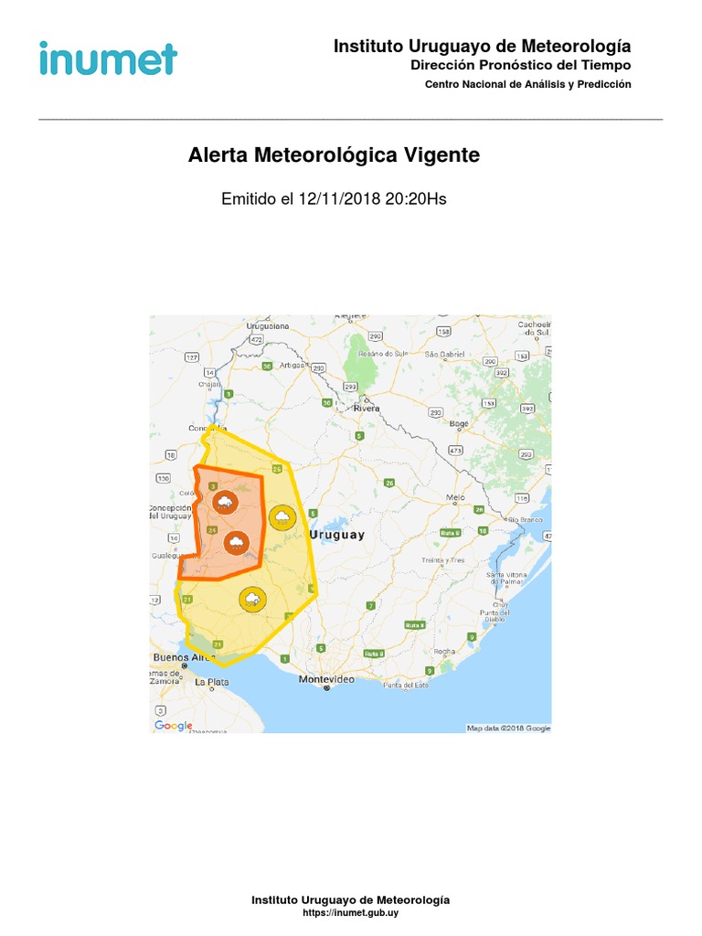 Actualización de La Alerta Del Inumet | PDF | Tormentas | Uruguay