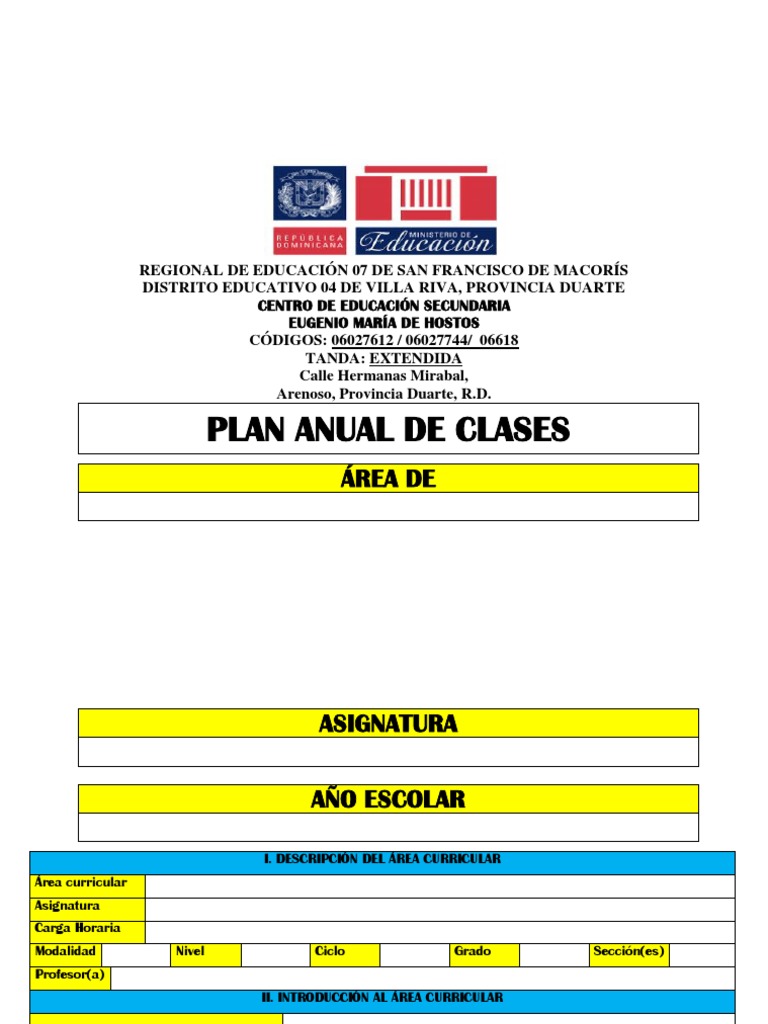 Plan Anual de Clases 2023-2024 | PDF | Maestros | Aprendizaje