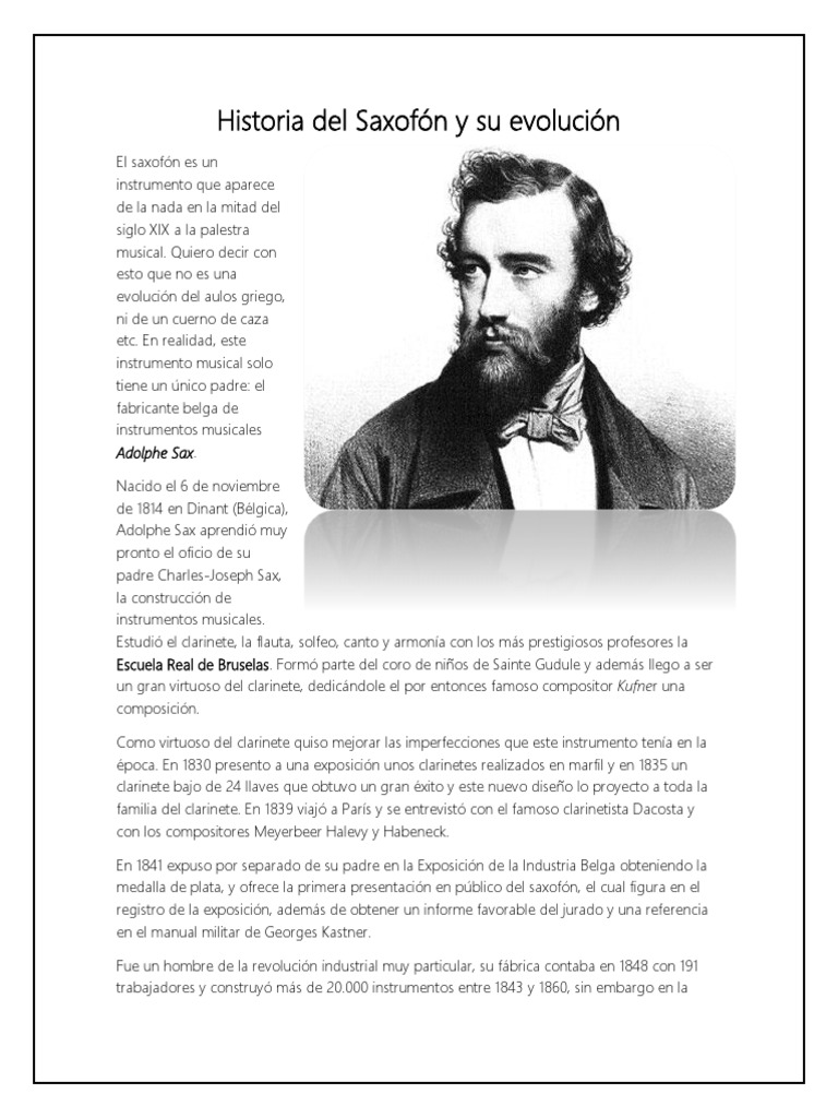 Historia y evolución del saxofón | PDF | Saxofón | Instrumentos de ...