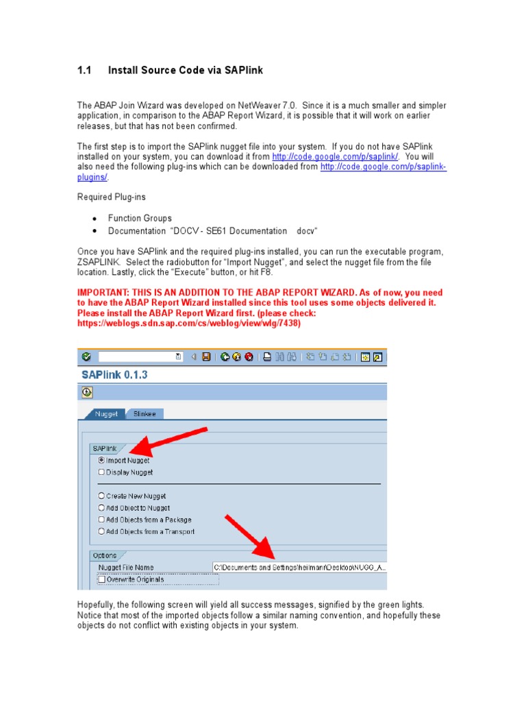 Install ABAP Join Wizard via SAPlink | PDF | Plug In (Computing) | Icon ...