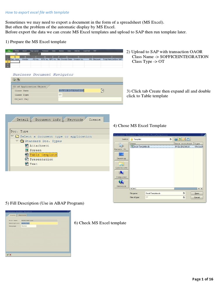 Gallery Detail: Exporting Excel Templates In Sap Pdf Microsoft Excel