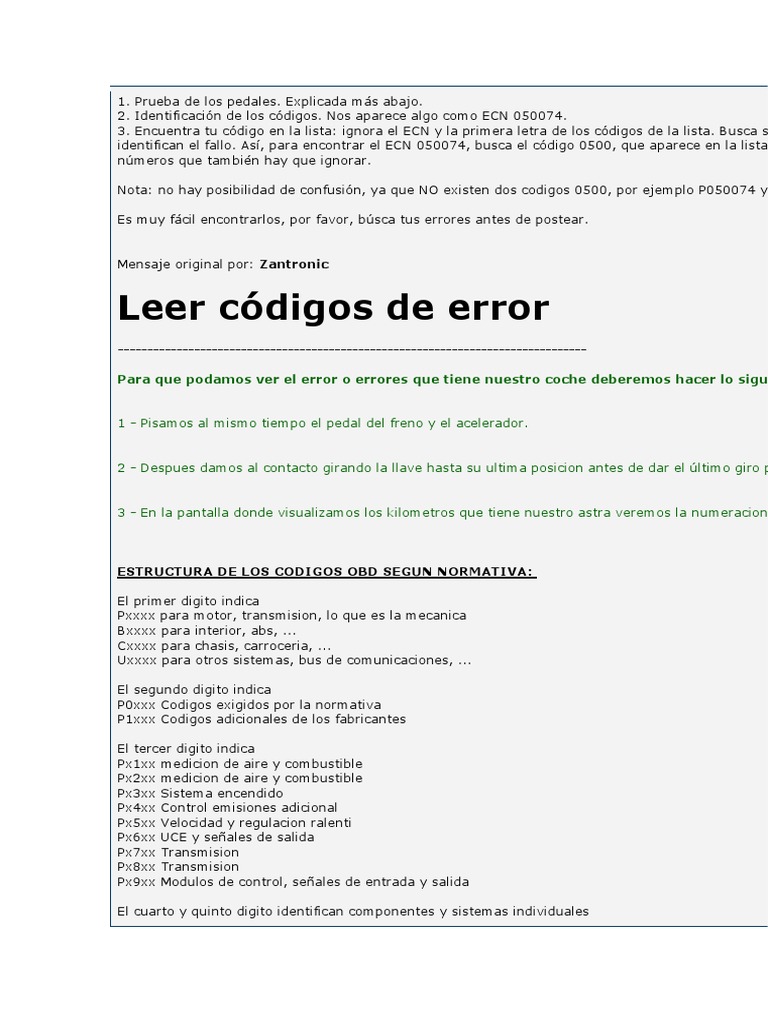 Códigos de Error Astra H | PDF | Acelerador | Turbocompresor