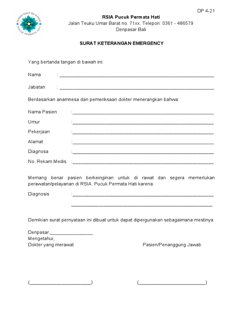 Surat Keterangan Emergency
