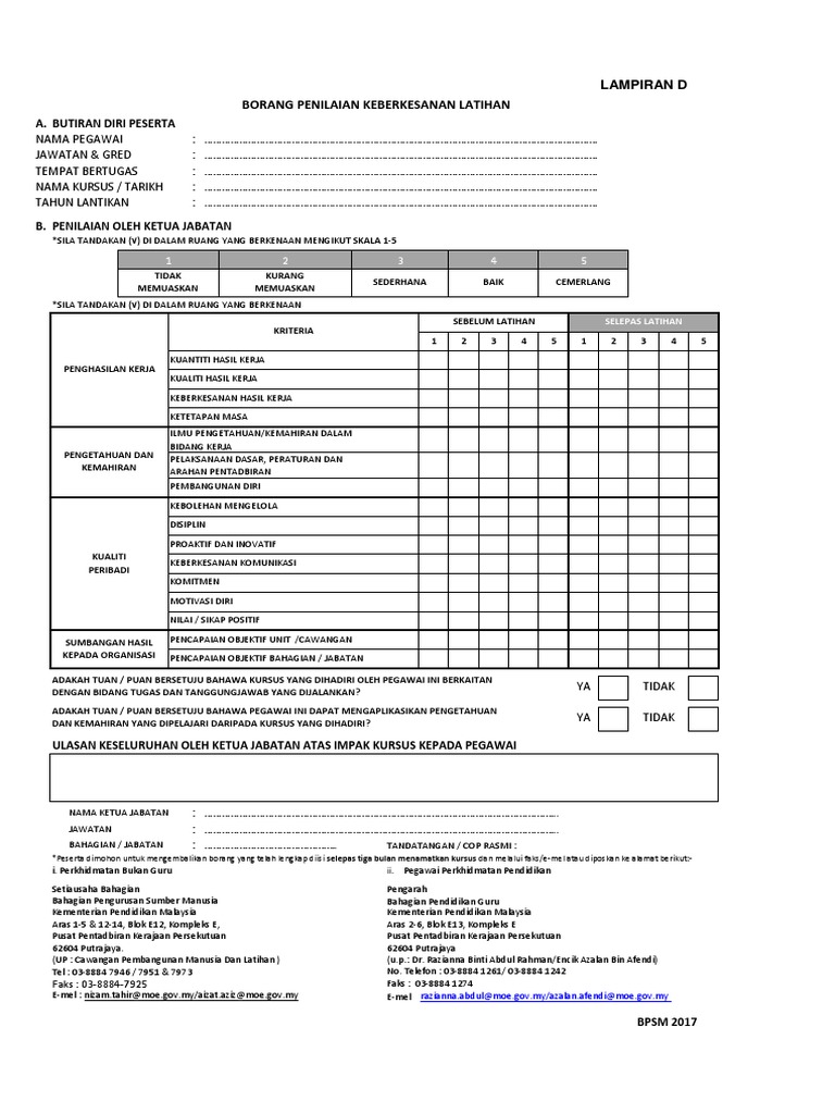 Contoh Surat Mohon Borang Keberkesanan Latihan Dilaksanakan Melalui Sistem