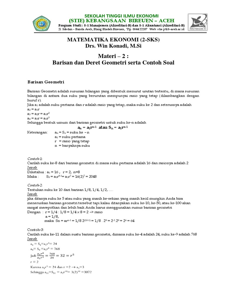 Materi 2 Barisan Deret Geometri Pdf
