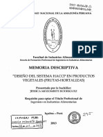 Diseño Del Sistema HACCP en Productos Vegetales (Frutas- Hortalizas)