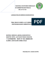 Ensayo Sobre La Ley General de Responsabilidades Administrativas Derecho Laboral Burocrático I