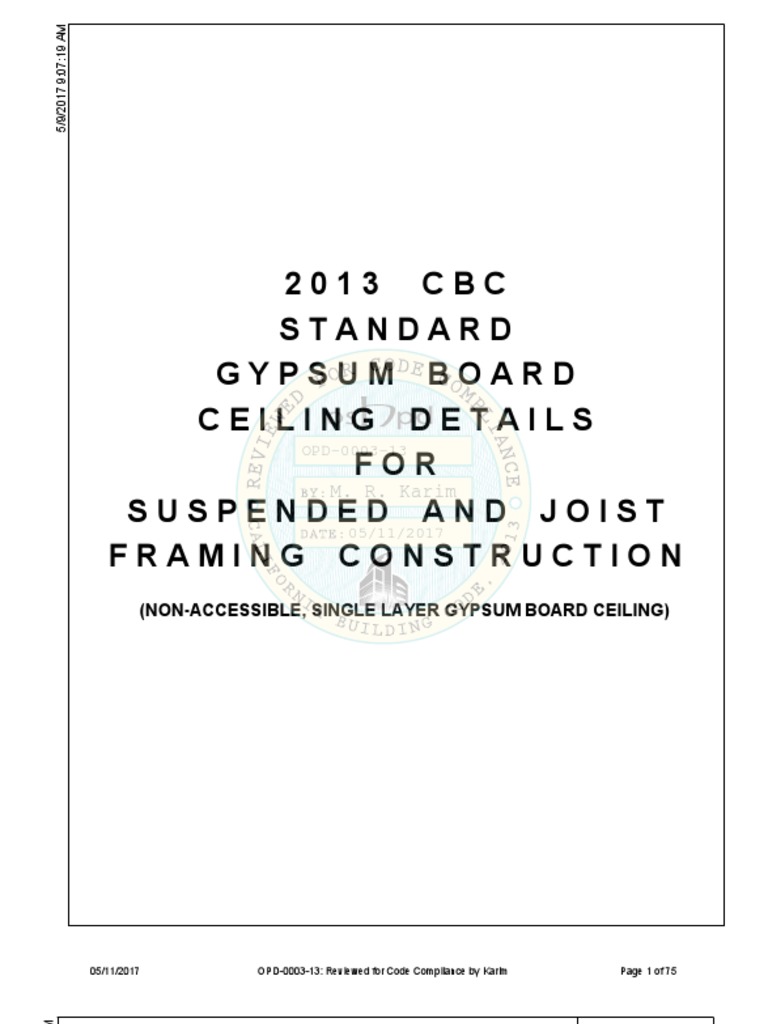 OSHPD Gypsum Board Ceiling Details | PDF | Wall | Drywall
