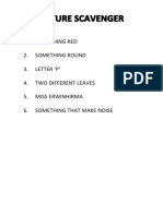 Something Red 2. Something Round 3. Letter P' 4. Two Different Leaves 5. Miss Erwinhirma 6. Something That Make Noise